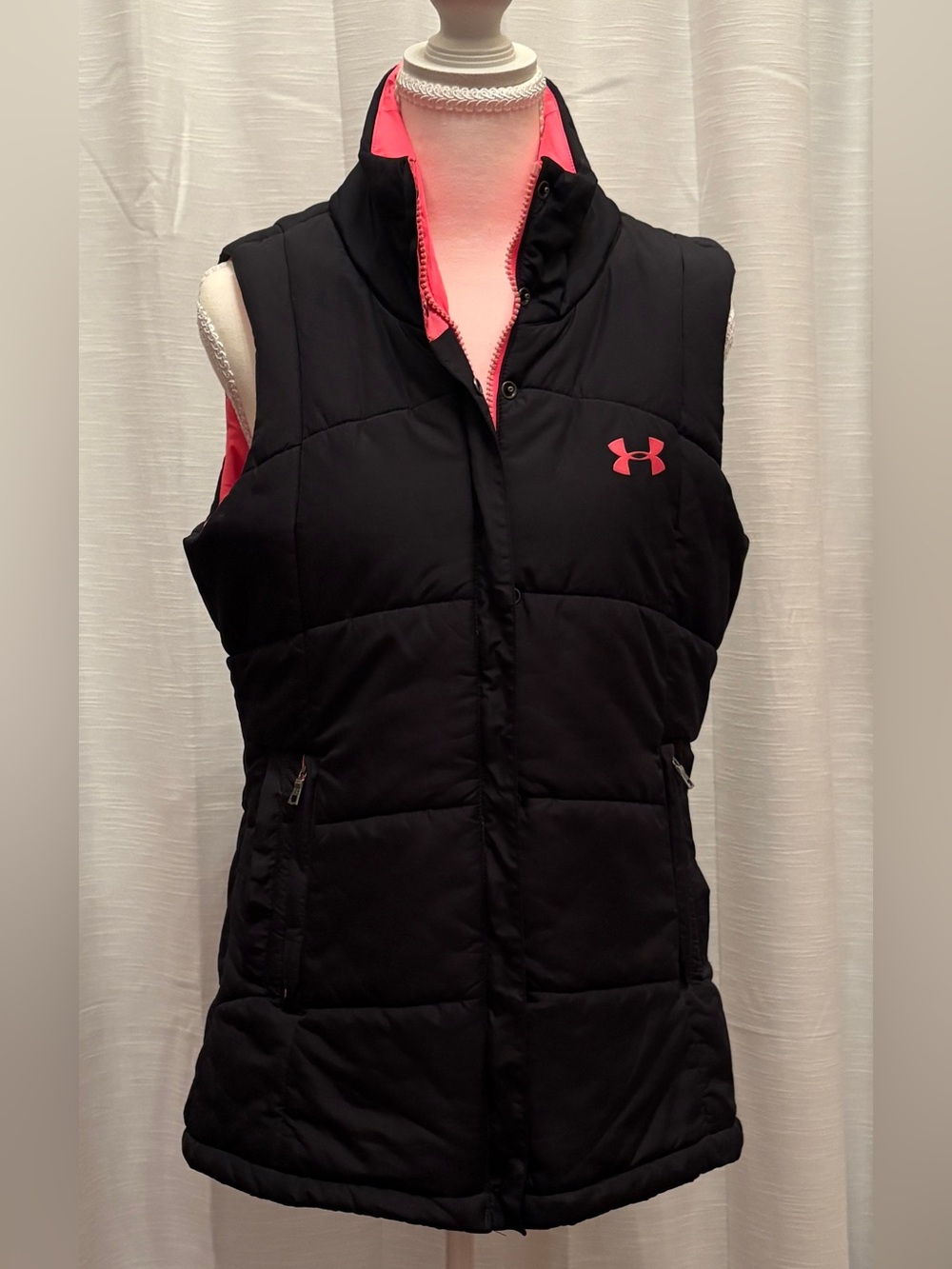 Under Armour Black Vest with Hot Bright Pink Accent